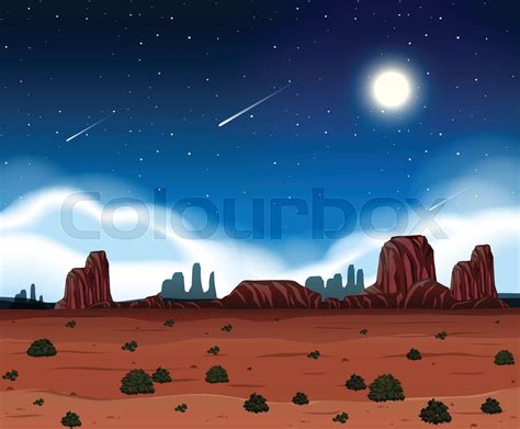 A night at desert | Stock vector | Colourbox