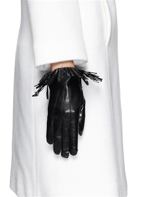 Lyst - Maison Fabre 'cowboy' Fringe Lamb Leather Gloves in Black