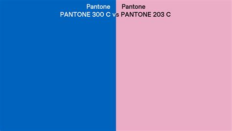 Pantone 300 C vs PANTONE 203 C side by side comparison