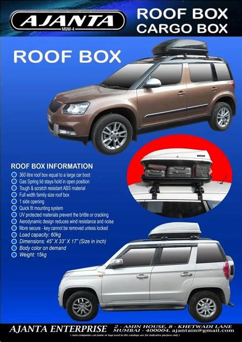 Suv car Cargo Roof Box at ₹ 26000/piece | Roof Box - Cargo Box in ...