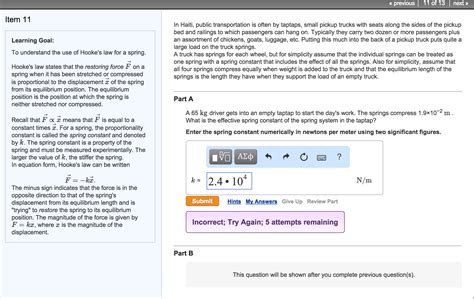 Solved To understand the use of Hooke's law for a spring. | Chegg.com