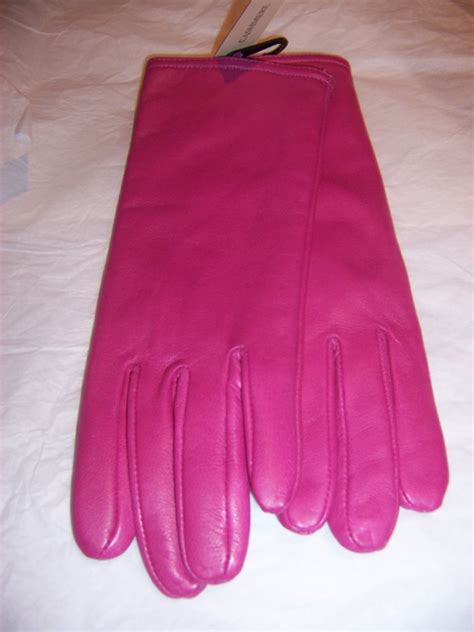 Hot Pink 100% cashmere lined Leather Gloves,