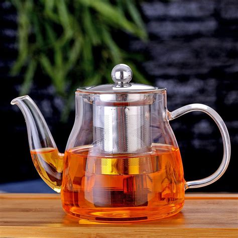 600ml Removable Infuser Clear Glass Teapot Ligjtweight Stovetop Safe ...