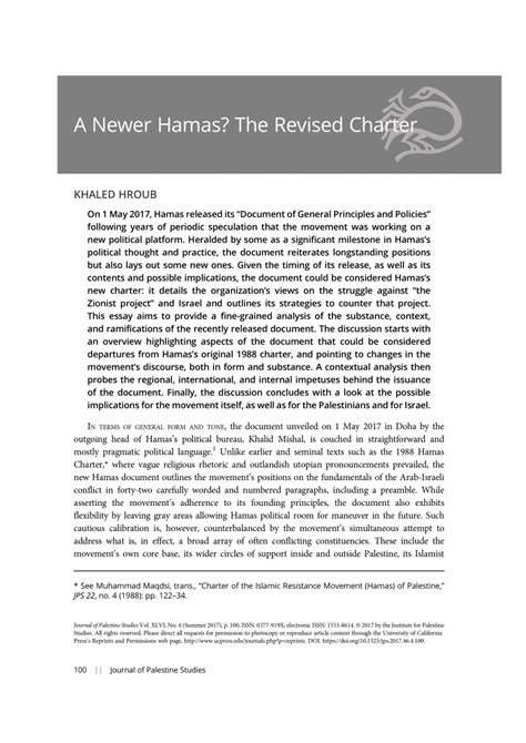 (PDF) A Newer Hamas? The Revised Charter