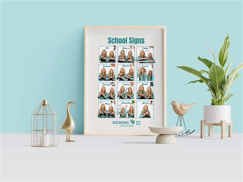 School Signs Poster ASL for Children Sign Language - Etsy