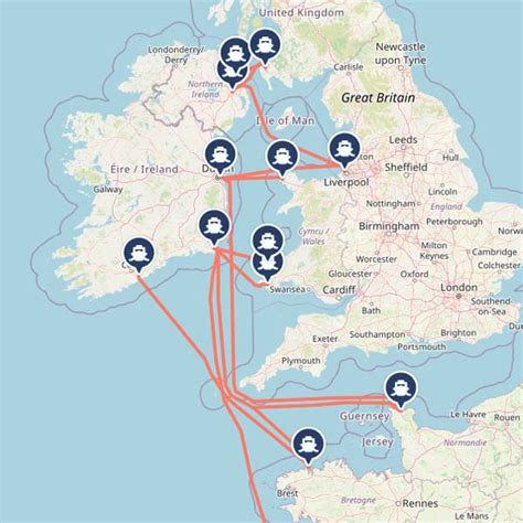 Ferry Routes To Ireland From Uk Map - Prudy Carlynne