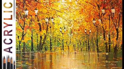 Fall colors. How to paint landscape 🎨ACRYLIC tutorial DEMO - YouTube