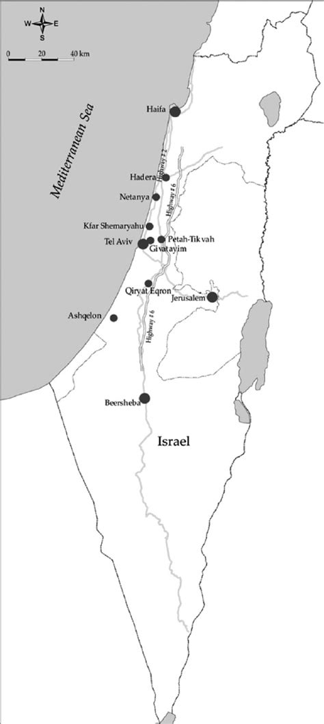 Location map of cities, towns and highways in Israel mentioned in the ...