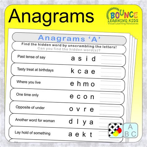 19 fun Anagrams worksheets to download