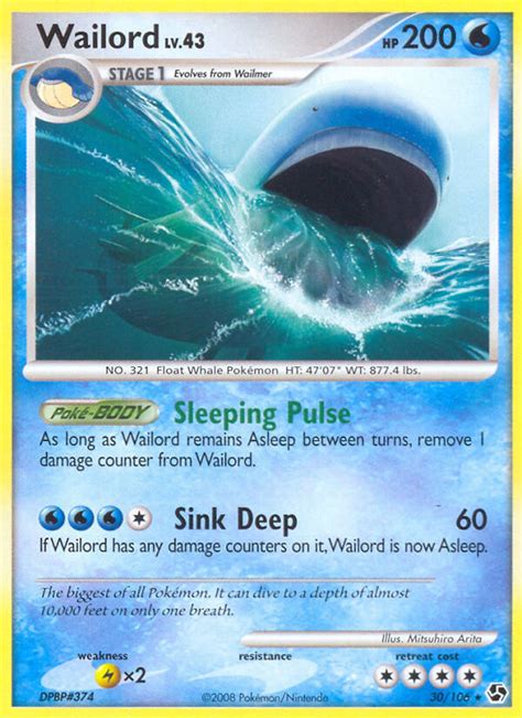 Wailord 30/106 DP Great Encounters Rare Pokemon Card NEAR MINT TCG