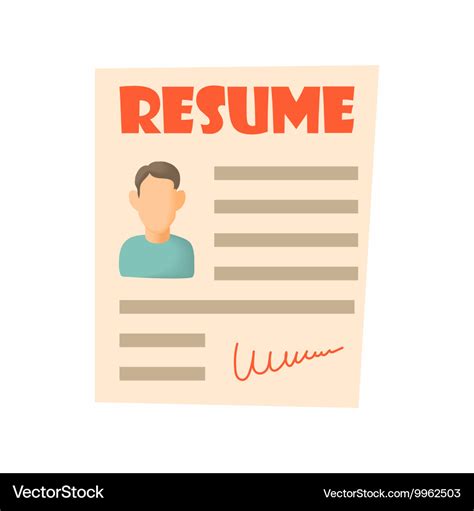 Resume icon cartoon style Royalty Free Vector Image