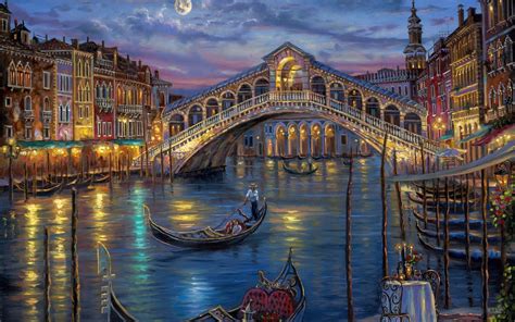 Painting Of Romantic Gondola Ride At The Grand Canal In Venice | Venice ...