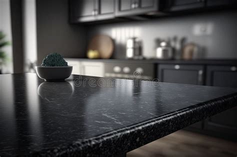 Black Marble Kitchen Countertop on Blurred Background, Luxury Marble ...