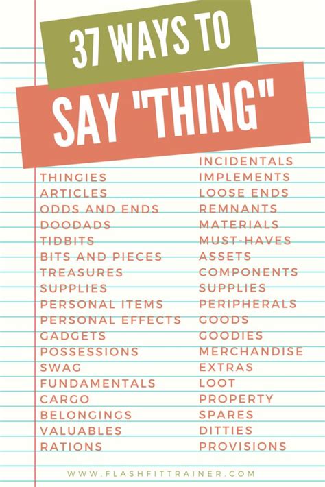 Free Writer's Resource: All Different Words for "Thing" - FlashFit ...