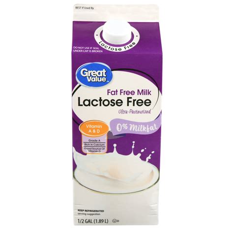 Great Value Lactose Free Milk, Fat Free, 0.5 Gal - Walmart.com