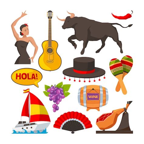 Premium Vector | Travel pictures of spain cultural objects. Cartoon ...