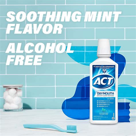 Act Dry Mouth Anticavity Fluoride Mouthwash with Xylitol - Alcohol-Free ...