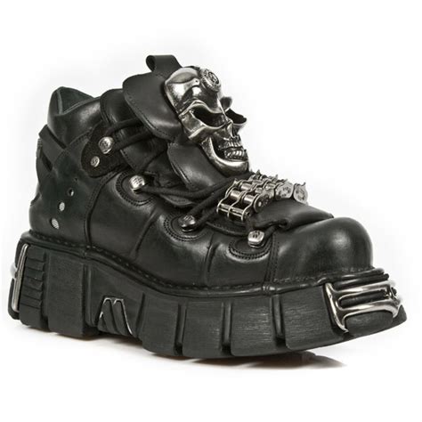 NEW ROCK SHOES M.111-S1 SCHOENEN BLACK LEATHER METALLIC GOTH PUNK EUR ...