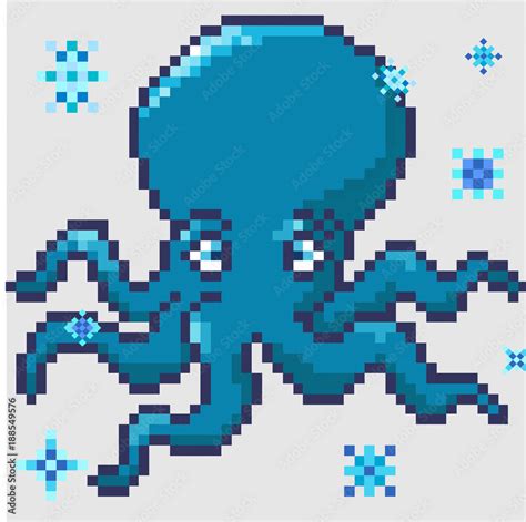 cute octopus painted in pixel art style Stock Vector | Adobe Stock