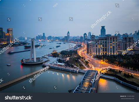 Night View Shanghai China Huangpu River Stock Photo 131451053 ...