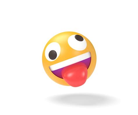 Premium Photo | Crazy yellow emoji with tongue hanging out isolated on ...