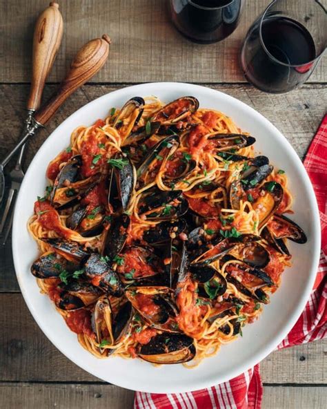 Pasta with Mussels in San Marzano Tomato Sauce - Striped Spatula