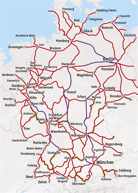 Rail Map Germany - Trains in Germany - HappyRail | Train map, Germany ...