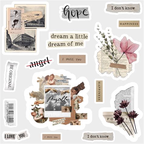 Paper aesthetic stickers | Scrapbook printables free, Scrapbook ...