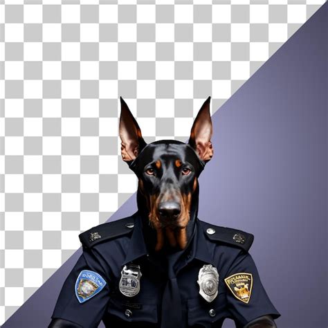 Premium PSD | Portrait of humanoid doberman dog wearing police officer ...