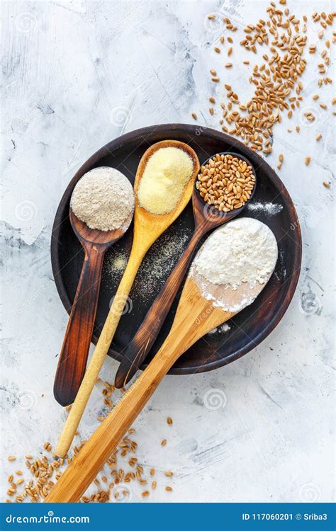 Different Types of Wheat Flour. Stock Image - Image of texture, food ...