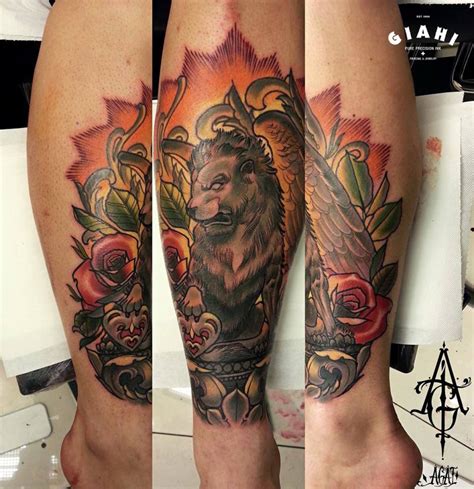 Rose Manticore Lion tattoo by Agat Artemji - Best Tattoo Ideas Gallery