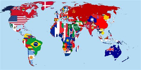 WW2 World Map With Flags And Names