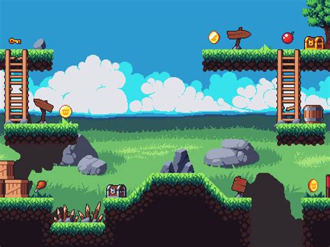 Pixel Art Platformer 2D Tileset by 2D Game Assets on Dribbble