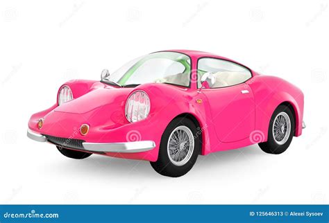 Retro Sport Car Cartoon 3d Pink Stock Illustration - Illustration of ...