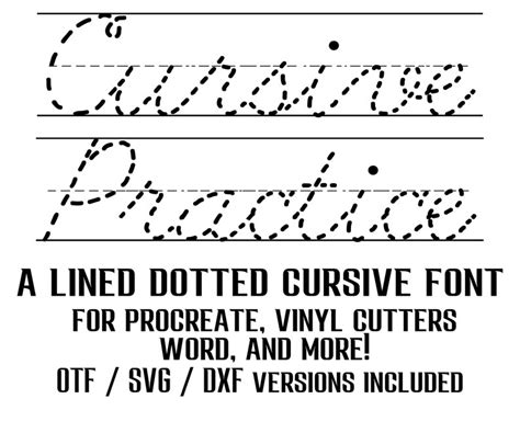 Dotted Cursive Font Lined Cursive Handwriting Practice Font | Etsy