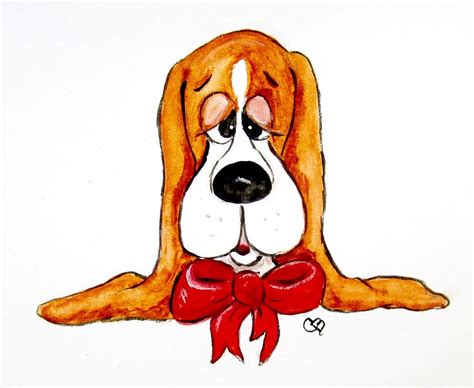 Basset Hound Cartoon Painting by Carol Blackhurst - Pixels