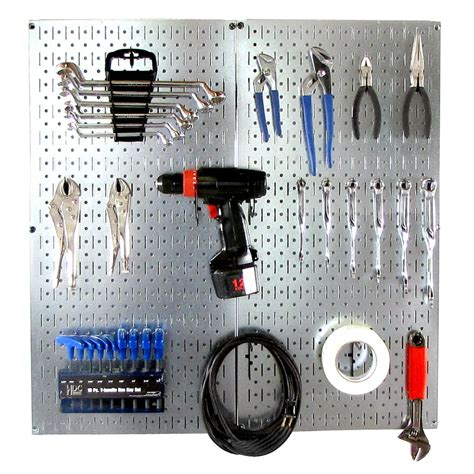 Steel Pegboard Tool Organizer Starter Kit with Metallic Galvanized ...