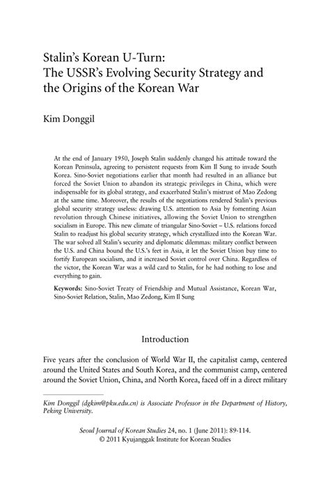 (PDF) Stalin's Korean U-Turn: The USSR's Evolving Security Strategy and ...