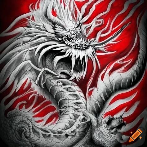 Red and black chinese dragon tattoo