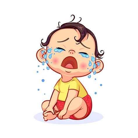 Cartoon Sitting Crying Little Baby Boy | Crying cartoon, Baby ...