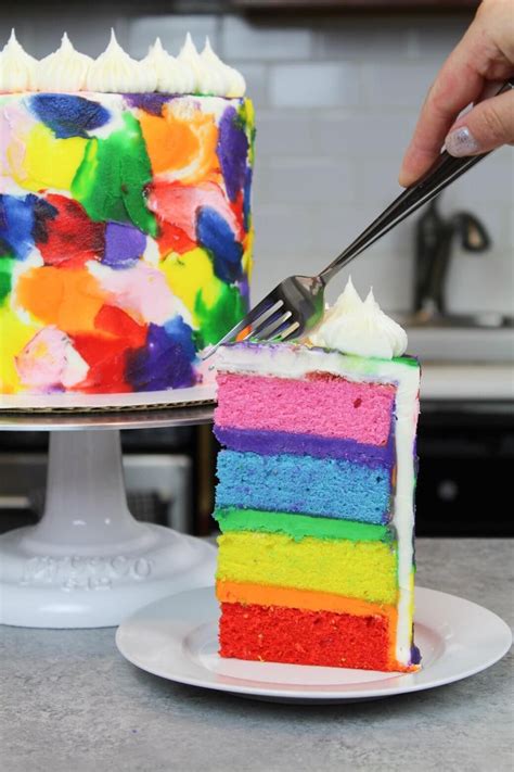 Rainbow Cake Recipe with Four Cake Layers - Chelsweets | Recipe ...