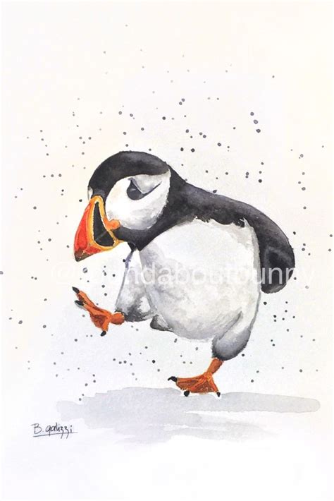 Graceful Puffin Bird Watercolor Art Print