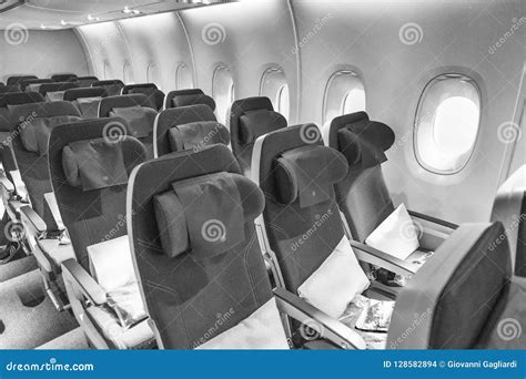 DOHA, QATAR - AUGUST 17, 2018: Interior of Airbus A380. it is Th Stock ...