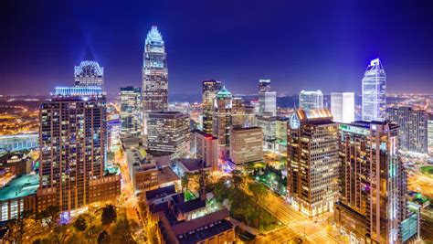 Charlotte, North Carolina, USA Downtown City Skyline. Stock Footage ...