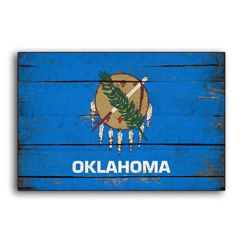 Oklahoma State Flag Canvas Mounted on Wood Flags Rustic Flags | Etsy