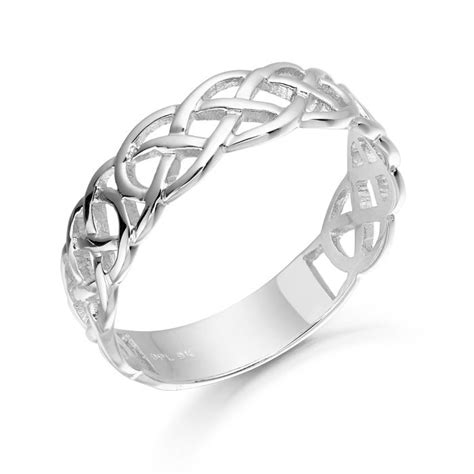 White Gold Celtic Ring crafted by Claddagh Ring Jewelry in Ireland.