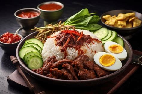 Premium AI Image | Spicy and flavorful nasi padang with beef background