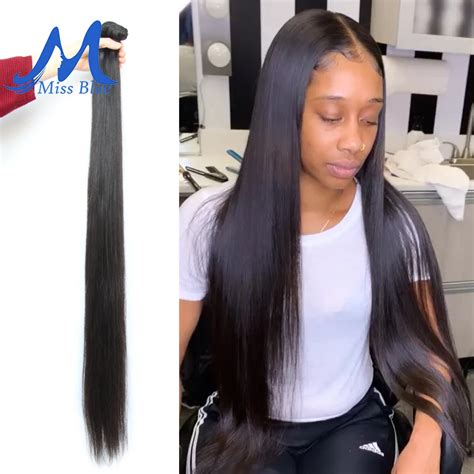 Missblue 8 34 36 38 40 Inch Brazilian Hair Weave Bundles Straight 100% ...