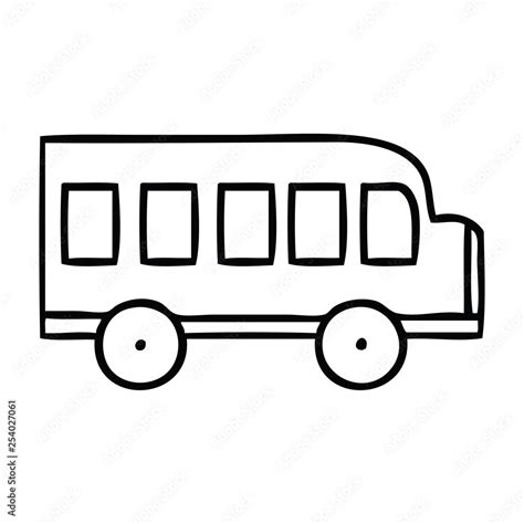 line drawing cartoon school bus Stock Vector | Adobe Stock