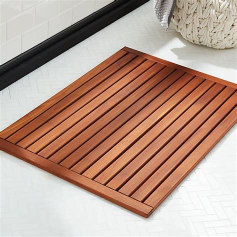 Lateral Teak Natural Bath Mat 21.75"x32" + Reviews | CB2